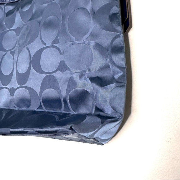 Coach | Blue Signature Laura Nylon Patent Leather Tote Bag - Picture 9 of 16